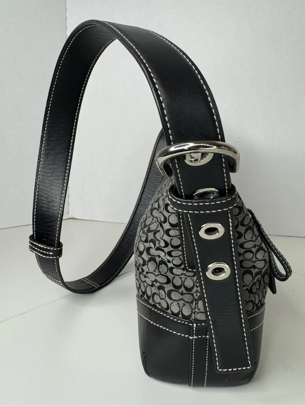 Coach Black Signature C Y2K F10945 Jacquard Soho Hobo Crossbody Bag